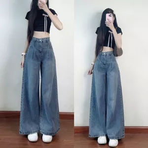 Quần Jean Bò Joolate Ống Xuông Rộng Xếp Ly Cạp Cao Tôn Dáng Đủ Màu -Quần Bò Ống Suông Unisex Đi Học Đi Làm