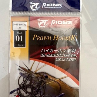 Lưỡi câu tôm pioneer, lưỡi làm từ chất liệu cacbon không rỉ.