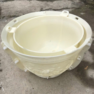 Khuôn đúc chậu tròn rộng 40 cm mẫu tùng cúc mai, có lòng trong chất liệu nhựa abs