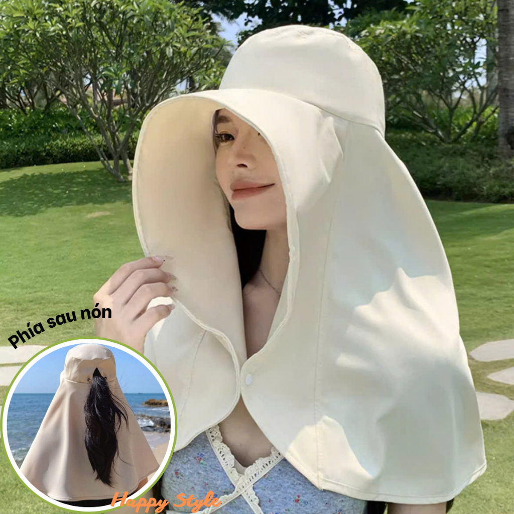 Mũ Chống Nắng Vành Rộng Chùm Đầu Và Cổ Nón Đi Nắng Vải Cotton Thoáng Mát Che Nắng Toàn Diện N244