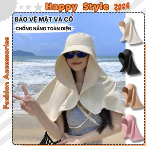 Mũ Chống Nắng Vành Rộng Chùm Đầu Và Cổ Nón Đi Nắng Vải Cotton Thoáng Mát Che Nắng Toàn Diện N244