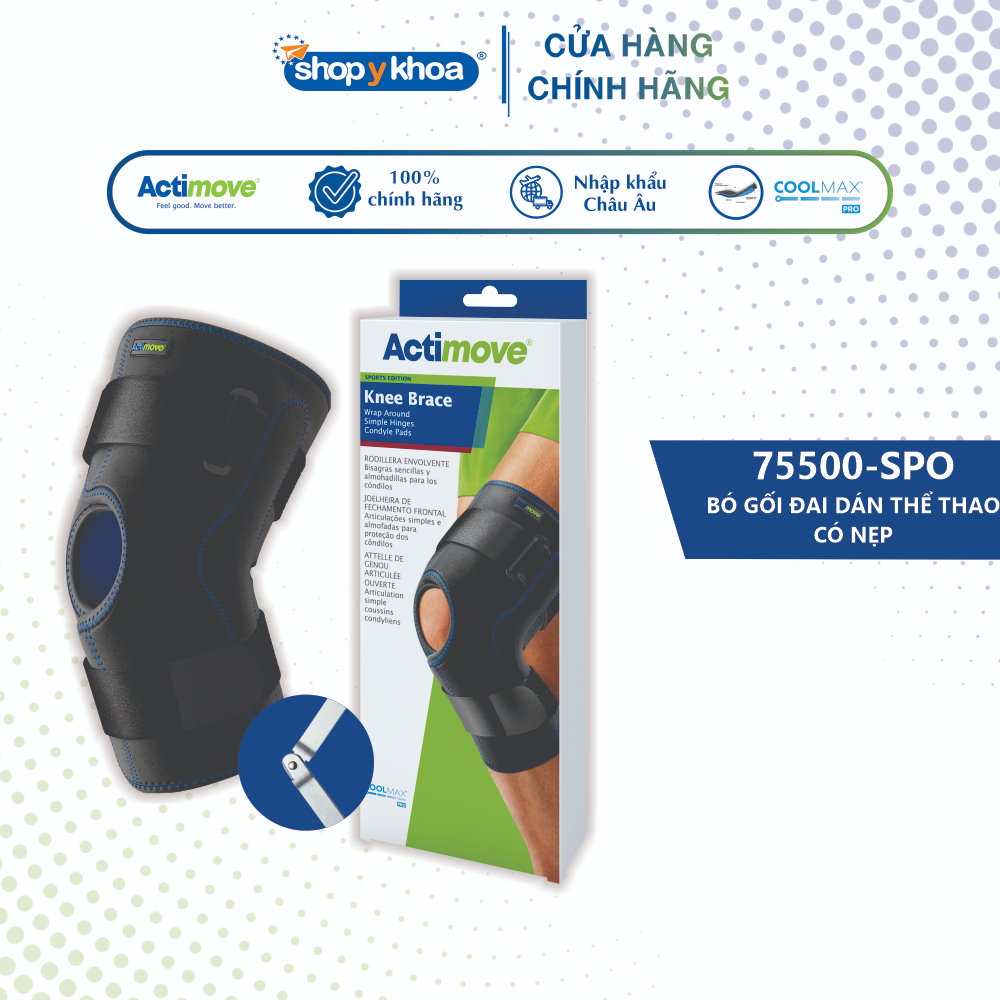Bó Gối Thể Thao Đai Dán Actimove, Nẹp 2 Bên, COOLMAX AIR, Màu Đen ...