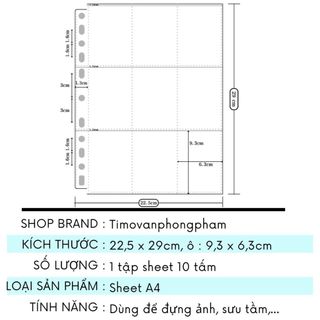 Sheet A4 A5 Túi Đựng Card Bo Góc Ảnh Idol Thẻ Bọc Bảo Vệ Timo VPBL05