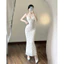 KATE - Đầm cổ V chất thun lưới mesh, 2 dây tăng chỉnh SẴN MUSH ngực