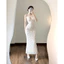 KATE [L.Studio] Đầm 2 dây dáng dài đuội cá nhẹ SẴN MUSH ngực, cổ V sâu quyến rũ. Chất thun lưới mesh