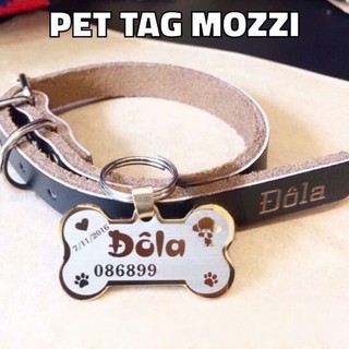 Dây da đeo cổ khắc tên lên dây cho chó mèo - Pettag Mozzi