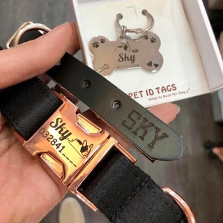 Dây da đeo cổ khắc tên lên dây cho chó mèo - Pettag Mozzi