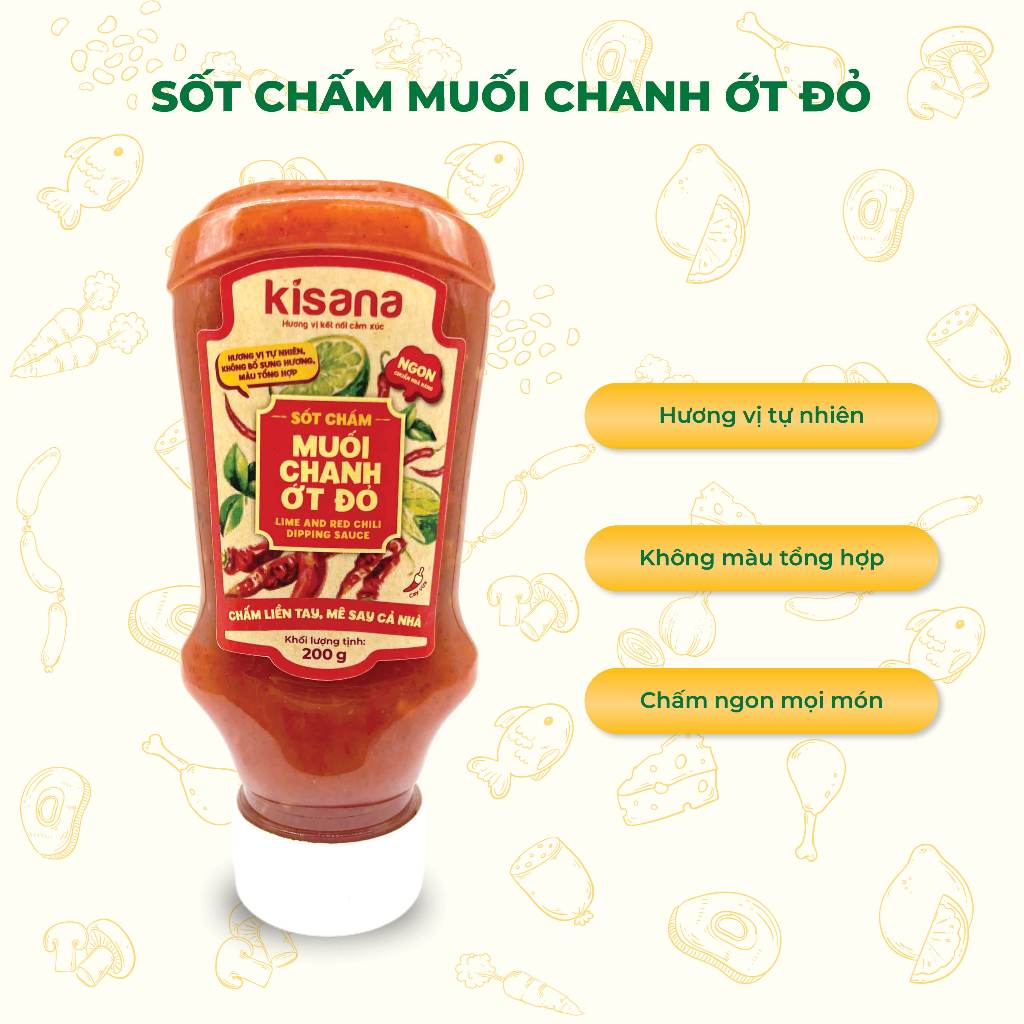 Sốt chấm muối chanh ớt đỏ Kisana 200g - Sốt chấm đa dạng ngon thượng hạng chuẩn vị nhà hàng