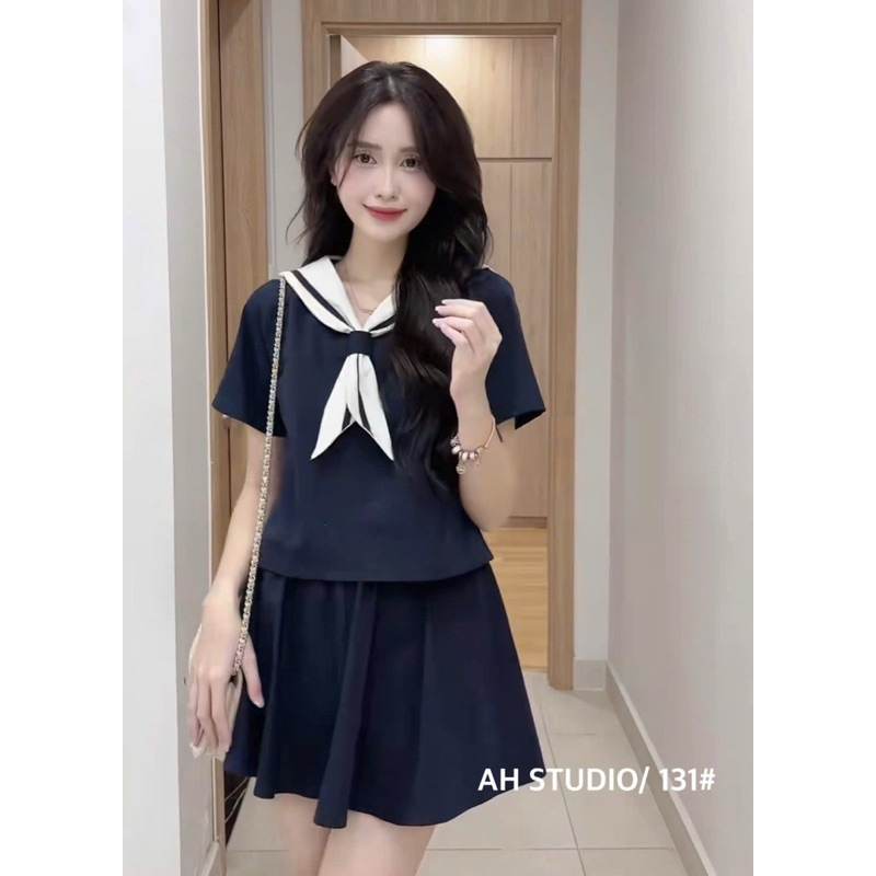[Hàng sẵn ] Set áo thủy thủ kèm chân váy xòe (kèm quần lót trong)