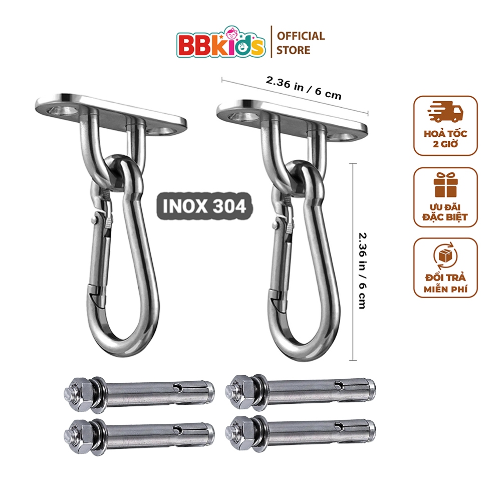 Móc Treo Xích Đu Inox304 BBkids, Ghế Đu, Treo Võng, Treo Nội Thất Trên Trần, Trọng Tải 200kg - BB005