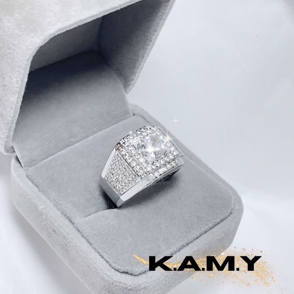 Nhẫn Nam Đính Đá Phong Thủy Cao Cấp Xi Bạch Kim Bền Màu KAMY S332025 - Nhẫn thời trang nam