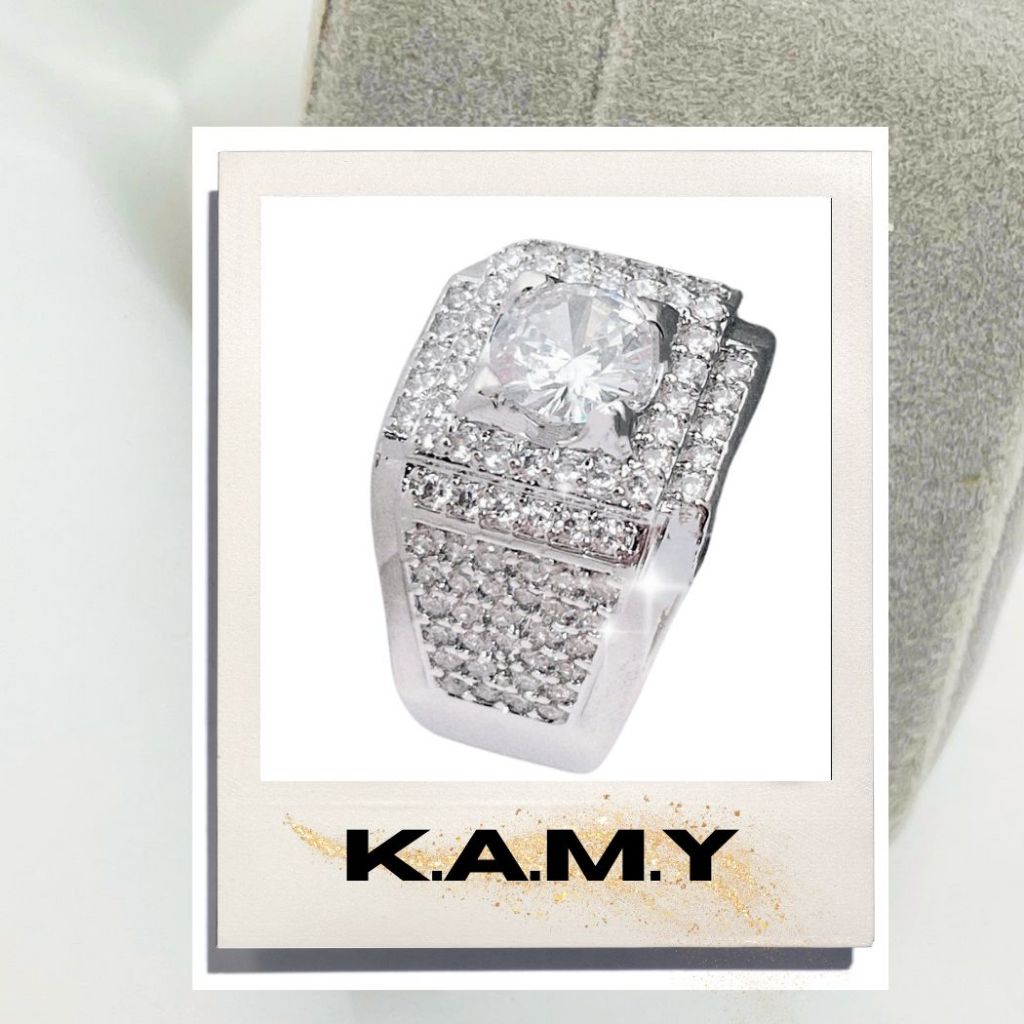 Nhẫn Nam Đính Đá Phong Thủy Cao Cấp Xi Bạch Kim Bền Màu KAMY S332025 - Nhẫn thời trang nam