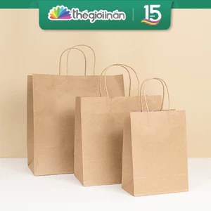 Set 10 Túi Giấy Kraft Có Quai Đựng Quà Nhiều Kích Thước, Túi Giấy Kraft Chất Lượng Cao