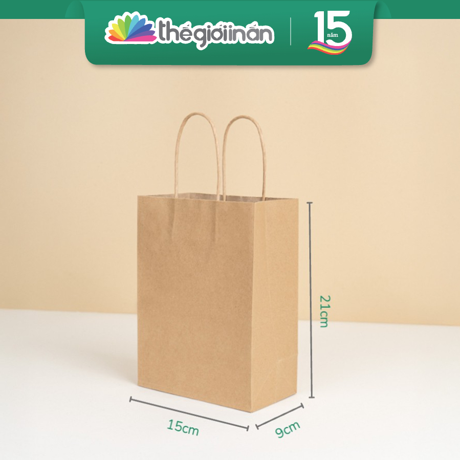 Set 10 Túi Giấy Kraft Có Quai Đựng Quà Nhiều Kích Thước, Túi Giấy Kraft Chất Lượng Cao