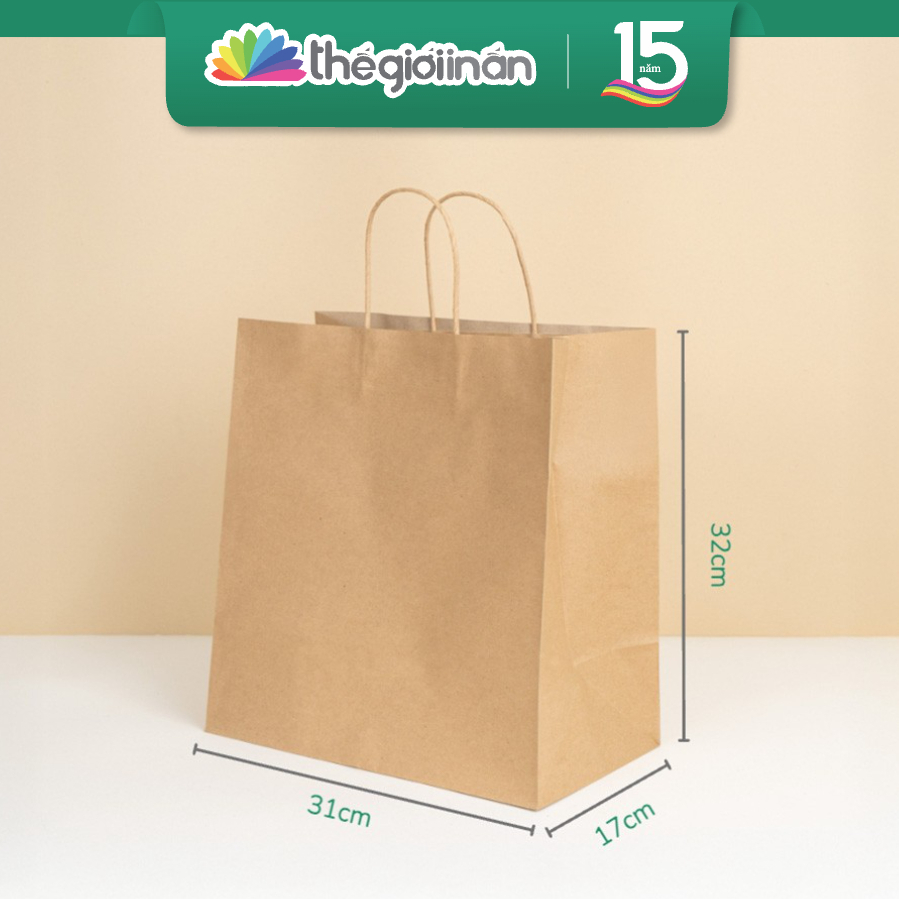 Set 10 Túi Giấy Kraft Có Quai Đựng Quà Nhiều Kích Thước, Túi Giấy Kraft Chất Lượng Cao