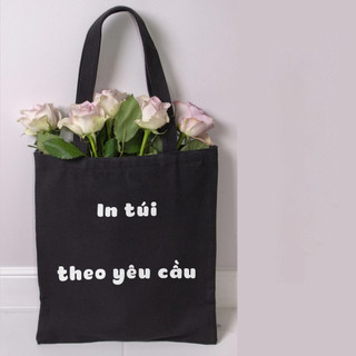 Túi tote, Túi vải bố canvas cotton in hình theo yêu cầu đeo vai thời trang hàn quốc đựng vừa A4 - yc196