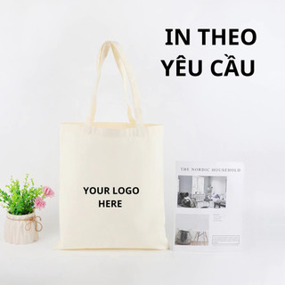 Túi tote, Túi vải bố canvas cotton in hình theo yêu cầu đeo vai thời trang hàn quốc đựng vừa A4 - yc196