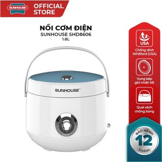 Nồi cơm nắp gài Sunhouse SHD8606 1.8 lít chính hãng trưng bày-người ăn 4-6 người Công suất: 700 W