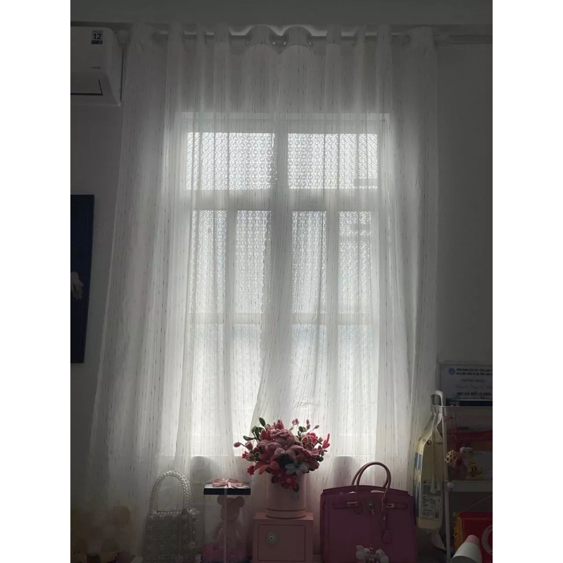 Rèm Khoen Voan Trắng, Voan Gân MỎNG, (Không Kèm Thanh Treo) Rèm Trang Trí ,Rèm Cửa Sổ , Trang Trí Decor Cho Căn Phòng.