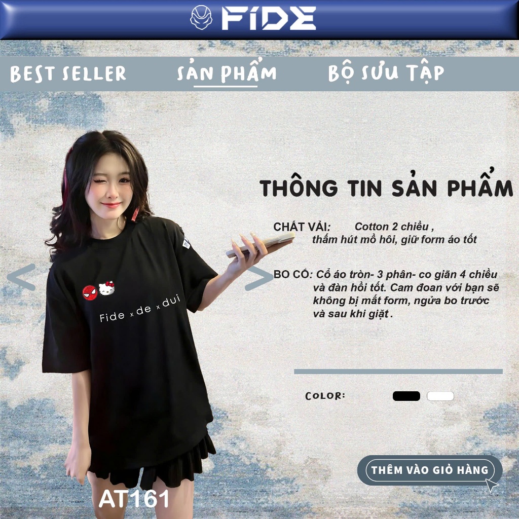 Ảnh Áo thun FIDE Hello Kitty phông unisex form rộng local brand nam nữ cổ tròn oversize - AT161 2