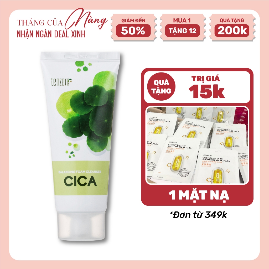 Ảnh Sữa rửa mặt Rau Má Tạo Bọt Mềm Mịn Làm Sạch Sâu, Dưỡng ẩm, Ngừa Mụn Tenzero Balancing Foam Cleanser Cica 100ml 1