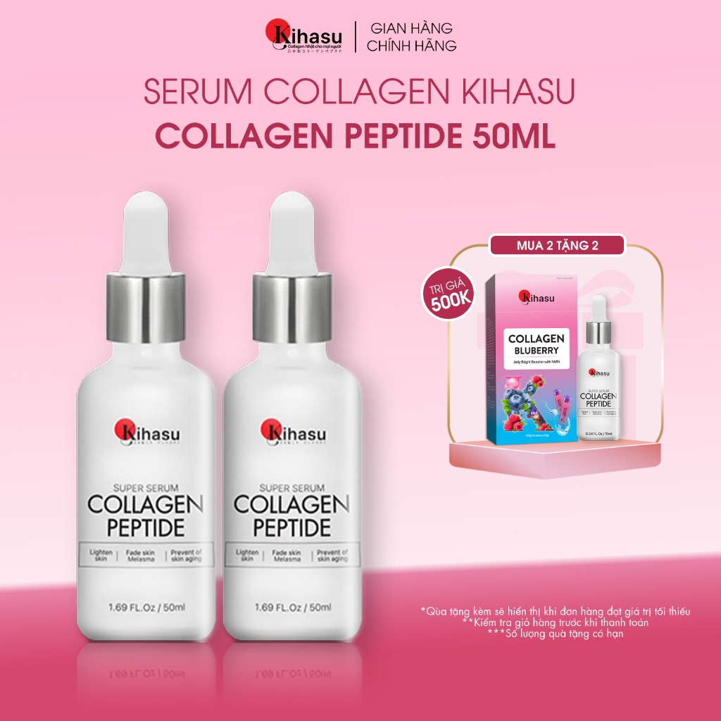 Ảnh Combo 2 chai 50ml: mờ thâm nám sạm, tàn nhang, đốm nâu, đồi mồi, chân chim, sáng da với serum collagen KIHASU nam + nữ 1