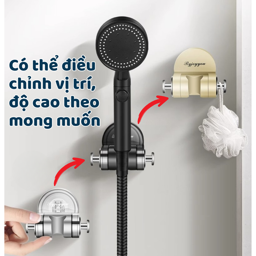 Giá đỡ vòi hoa sen DINO xoay 90 độ có thể điều chỉnh, có móc Giá đỡ vòi hoa sen không khoan đục