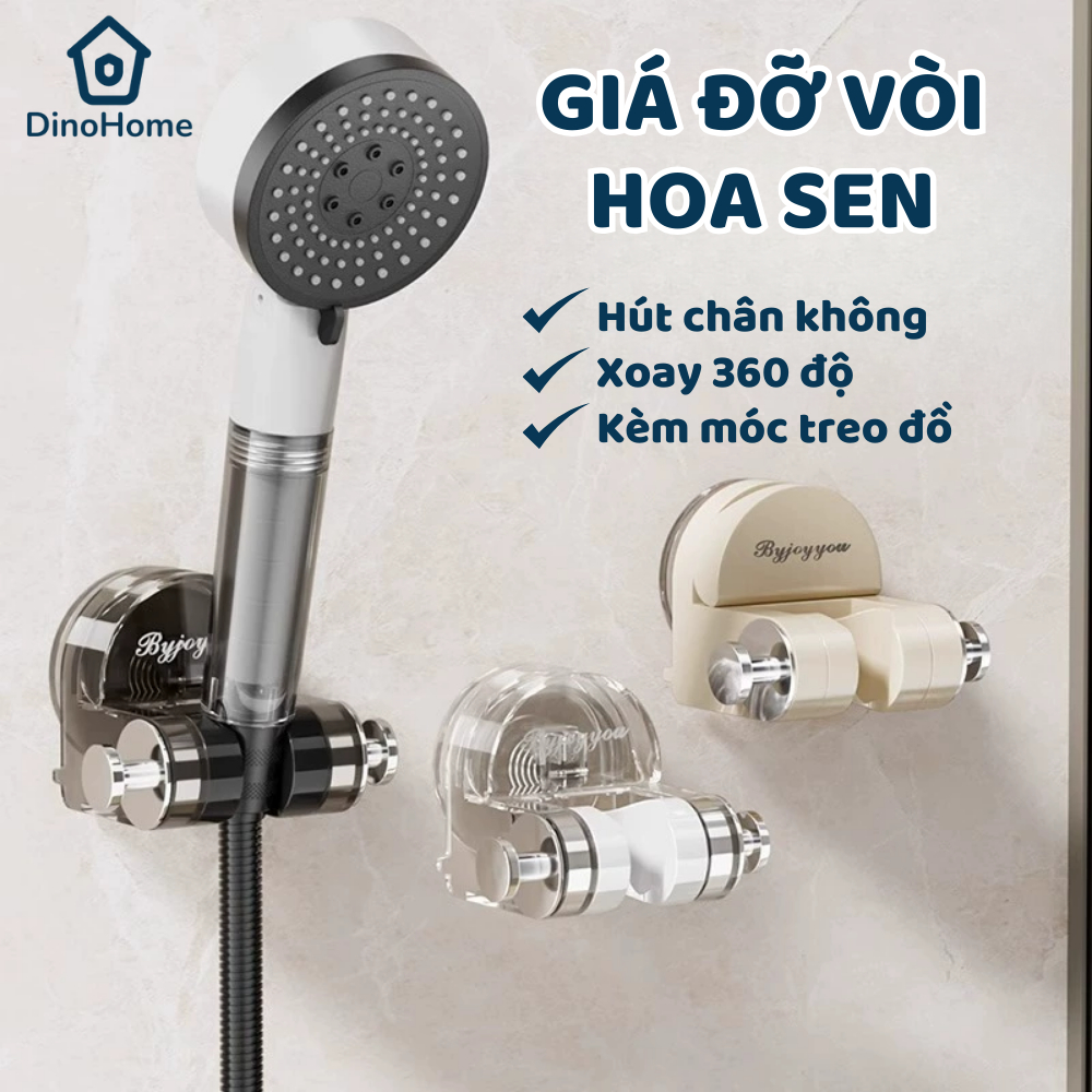 Giá đỡ vòi hoa sen DINO xoay 90 độ có thể điều chỉnh, có móc Giá đỡ vòi hoa sen không khoan đục