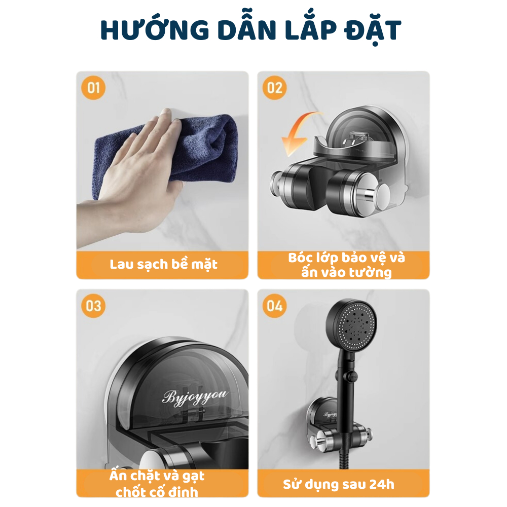 Giá đỡ vòi hoa sen DINO xoay 90 độ có thể điều chỉnh, có móc Giá đỡ vòi hoa sen không khoan đục
