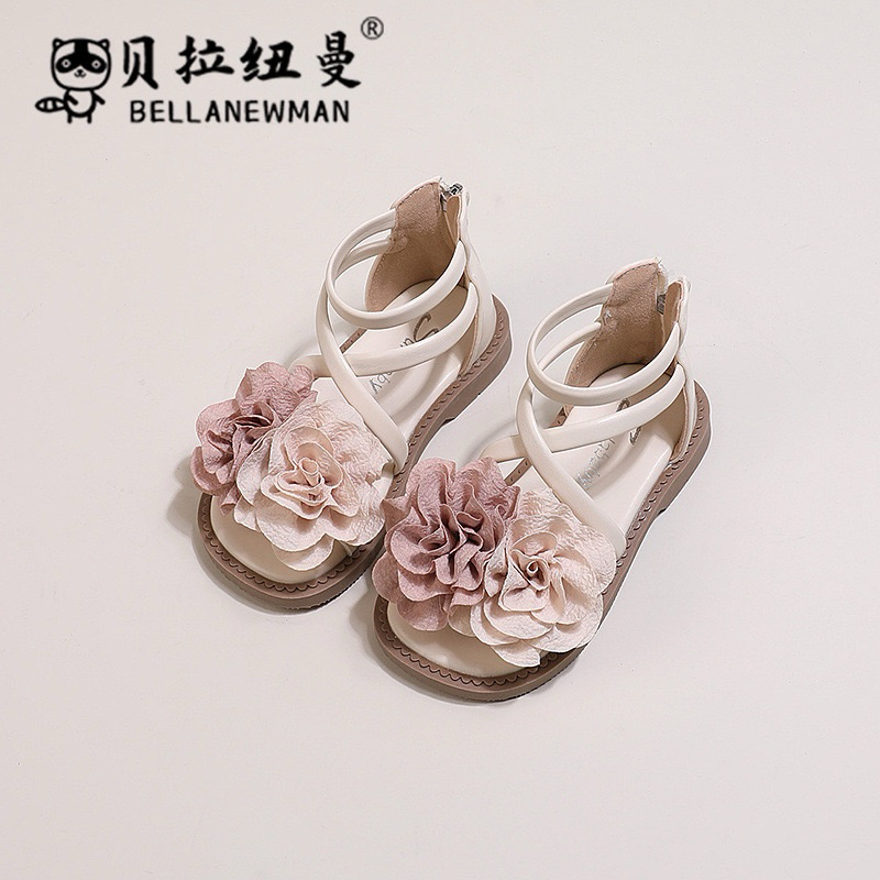 (Order) Dép sandal đính hoa khoá kéo sau đế mềm đi mùa hè dành cho bé gái