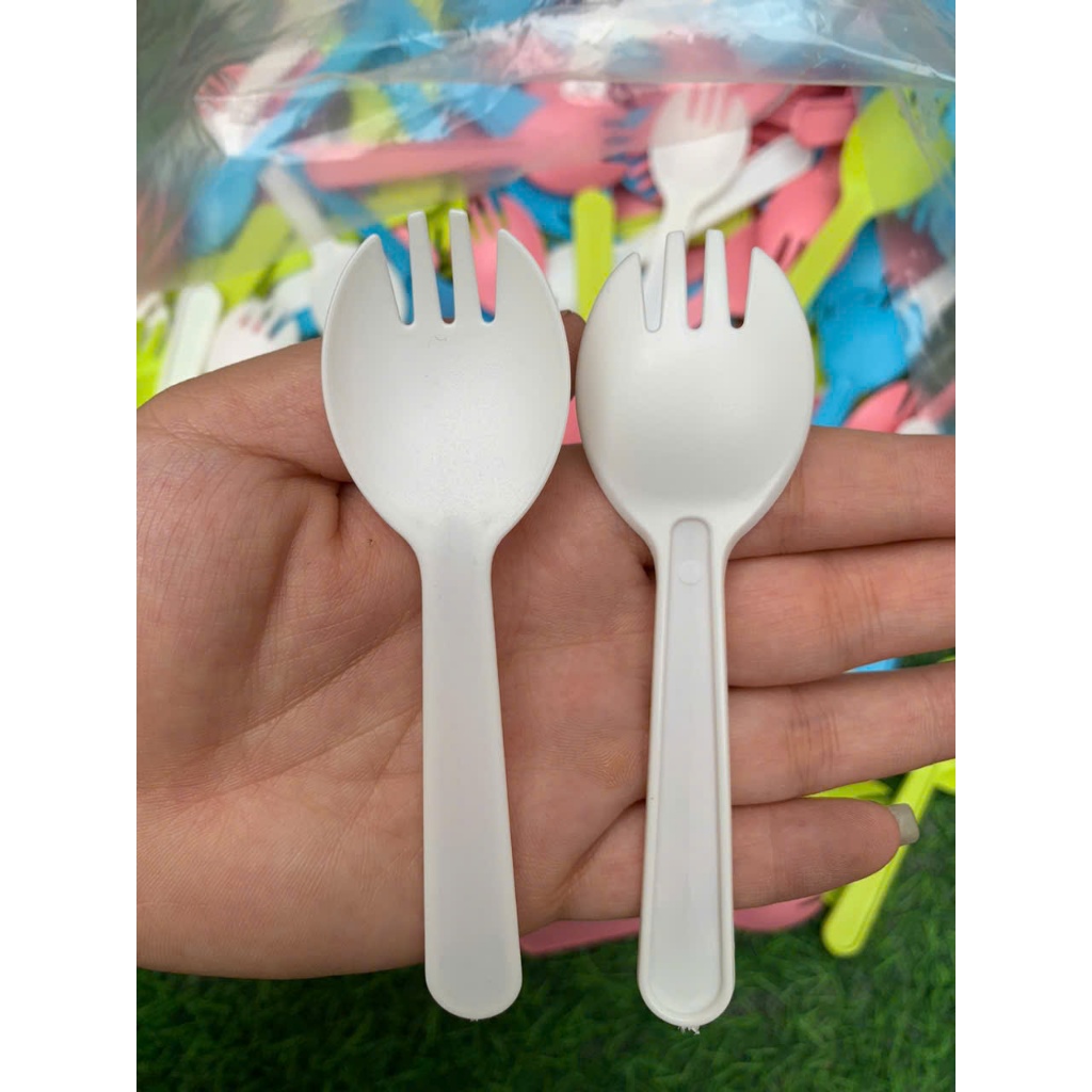50 chiếc thìa dĩa nhựa dùng 1 lần (loại 11cm) ăn bánh kem, thìa nhựa ăn bánh, muỗng nhựa