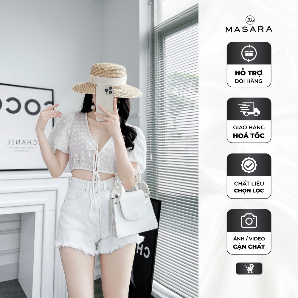 ÁO THÔ THÊU CROPTOP TRẮNG TRẺ TRUNG