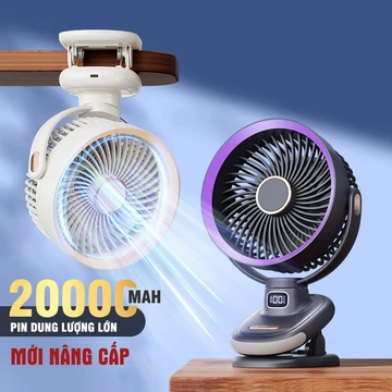 Quạt Để Bàn Sạc Điện Cầm Tay 20000mAh Quạt Kẹp Bàn Điện Siêu Yên Tĩnh Hiển Thị Mức Pin