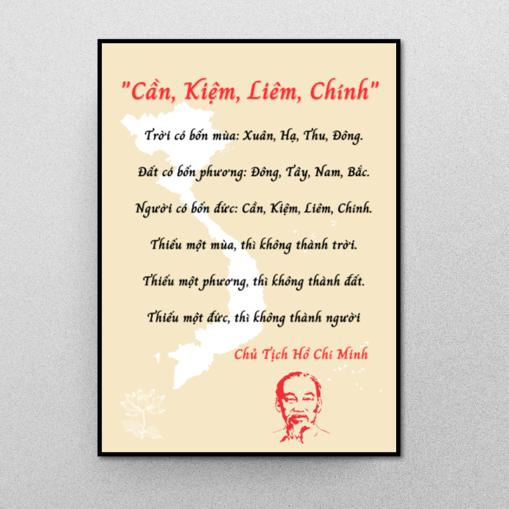 Tranh Tư Tưởng Của Hồ Chí Minh, Nguyễn Phú Trọng - Tranh Gỗ Treo Tường Tráng Gương Khung Composite Decor Góc Làm Việc