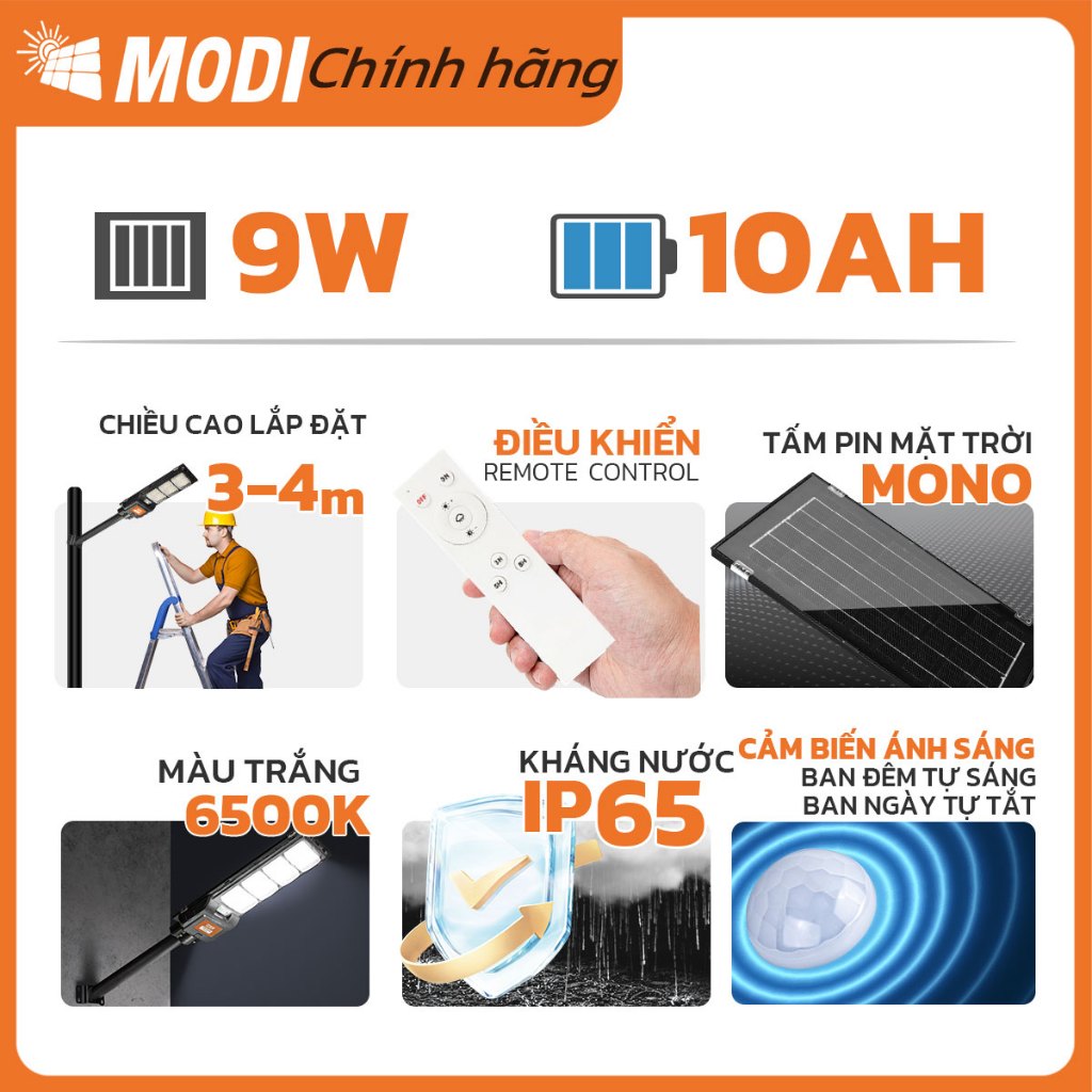 Ảnh Đèn Năng Lượng Mặt Trời MODI SOLAR SLT27 120W 240W, Điều Khiển Từ Xa, Chiếu Sáng Cả Đêm 2