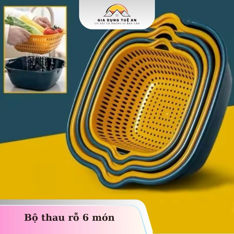 BỘ 6 RỔ & CHẬU NHỰA RỬA RAU – ĐA NĂNG, TIỆN LỢI, NHỰA CAO CẤP! | Shopee ...