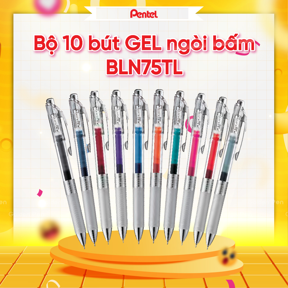 Ảnh Bút Gel Pentel Energel Infree BLN75TL 0.5mm 10 Màu Vỏ Trong 1