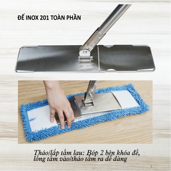 Cây Lau Nhà, Lau Tường Cán Thu Ngắn 1.6mét Kéo Dài 3mét Microfiber San Hô 45cm Homeinno