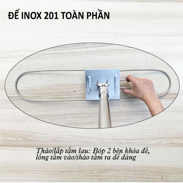 Cây Lau Nhà Công Nghiệp Bảng Lau San Hô 60cm Homeinno CÁN THẲNG Dài 150cm
