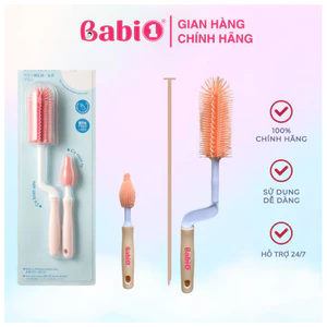 Cọ Rửa Bình Sữa BABIONE Bộ Cọ Bình Sữa 3 Chi Tiết Cọ Rửa Silicon Tay Cầm Xoay 360 Độ
