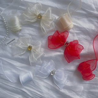 [KN03] Kẹp Tóc Handmade Cho Bé Gái Nơ Đá Vải Voan