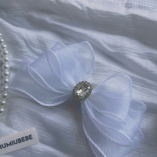 [KN03] Kẹp Tóc Handmade Cho Bé Gái Nơ Đá Vải Voan