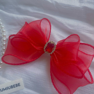 [KN03] Kẹp Tóc Handmade Cho Bé Gái Nơ Đá Vải Voan