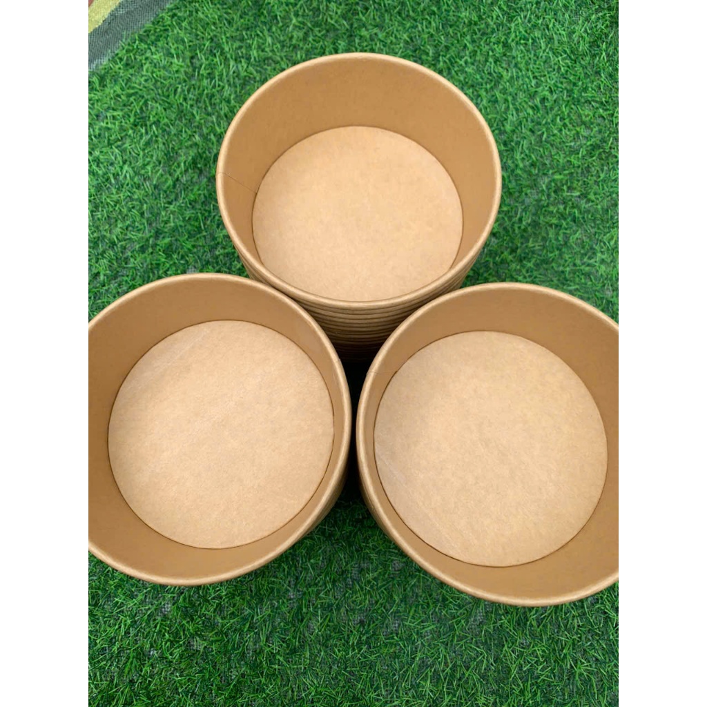 Bát Tô Giấy Kraft kèm nắp 750ml 1000ml 500ml  Đựng Thực Phẩm đựng bún phở salat, bánh, cơm, mỳ