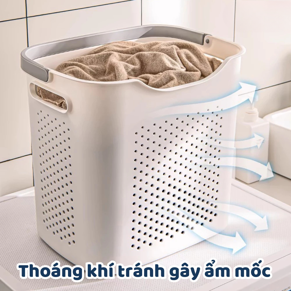 Giỏ đựng quần áo đa năng, kết hợp giỏ nhỏ đựng đồ lót, có quai xách nhựa PP cứng cáp thiết kế hiện đại