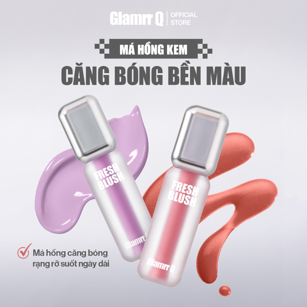 Ảnh [Glamrr Q x KOL] Má Hồng Kem Căng Bóng Glamrr Q Glow Lasting Fresh Blush 3.8g 1