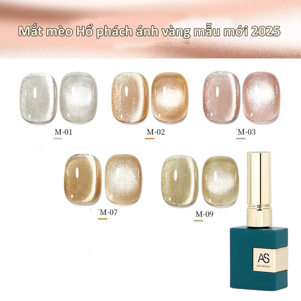 Sơn gel AS chính hãng mắt mèo hổ phách ánh vàng mẫu mới HOT trend 2025