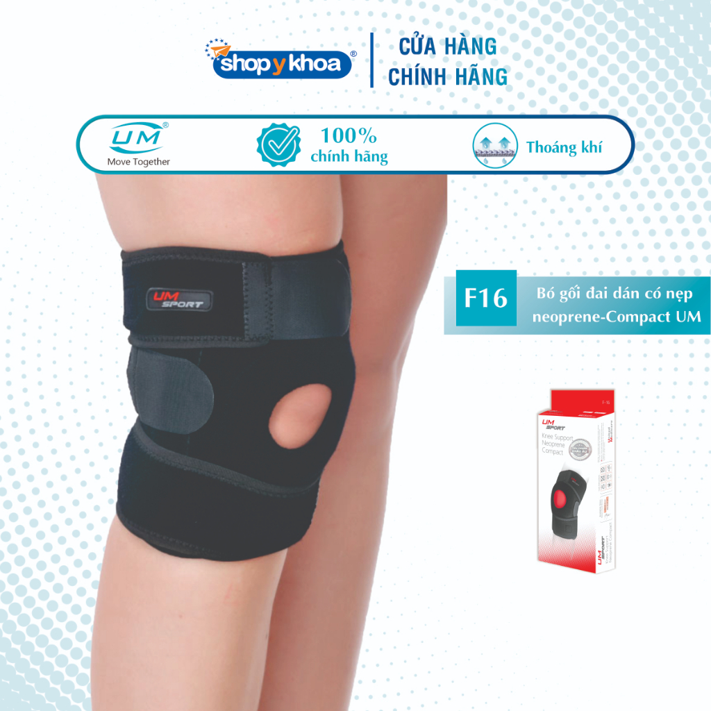 Ảnh Bó Gối Đai Dán Có Nẹp Neoprene - Compact UM F16 [United Medicare] [1 Cái]. Tiêu Chuẩn Châu Âu 1