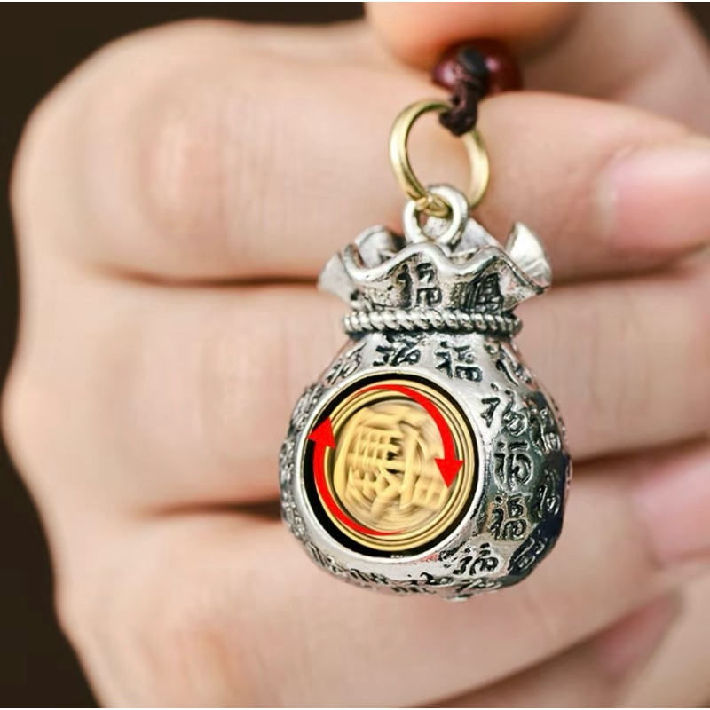 Móc Treo Chìa Khóa Túi Tiền Thần Tài 12 Con Gláp Xoay 360 độ, Túi Đựng Tiền Tài Lộc May Mắn