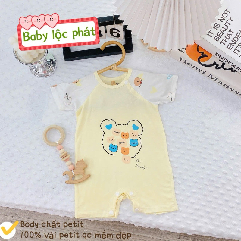 (BD 10) Bộ body Lộc Phát chất vải petit mềm mịn mát lạnh co giãn 4 chiều cho từ 3-9kg